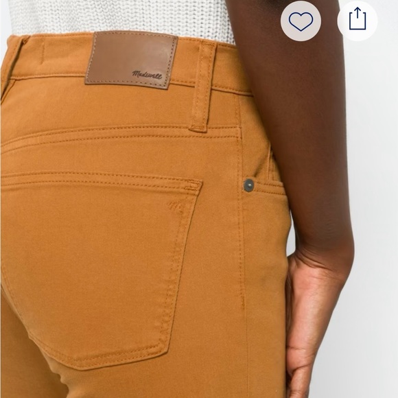 Madewell 9” Button Fly High Rise Garmet-Dyed Mustard Skinny Jeans - Picture 4 of 5